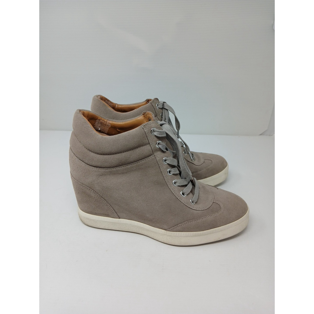 Via Spiga High Top Gray Suede Hi Heel Sneakers Size 10